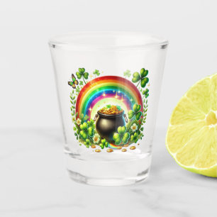 St Patrick's Day Rainbow and Pot of Gold Shot Glass