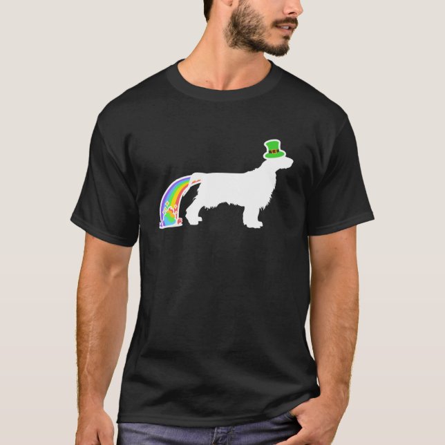 St. Patrick's Day Rainbow Dog - Field Spaniel Pull T-Shirt (Front)