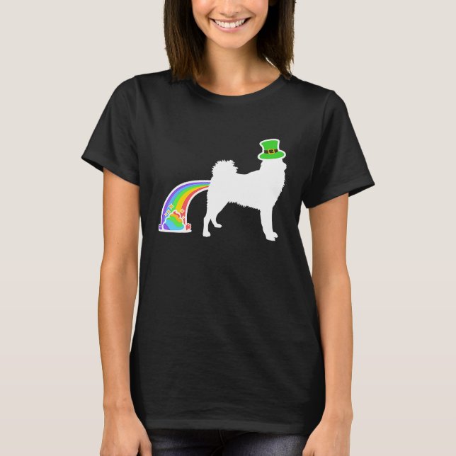 St Patrick's Day Rainbow Dog  Finnish Spitz T-Shirt (Front)