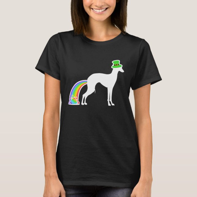 St Patrick's Day Rainbow Dog  Italian Greyhound T-Shirt (Front)