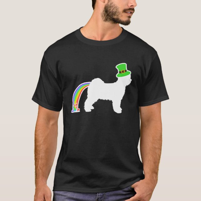 St Patrick's Day Rainbow Dog  Tibetan Terrier T-Shirt (Front)