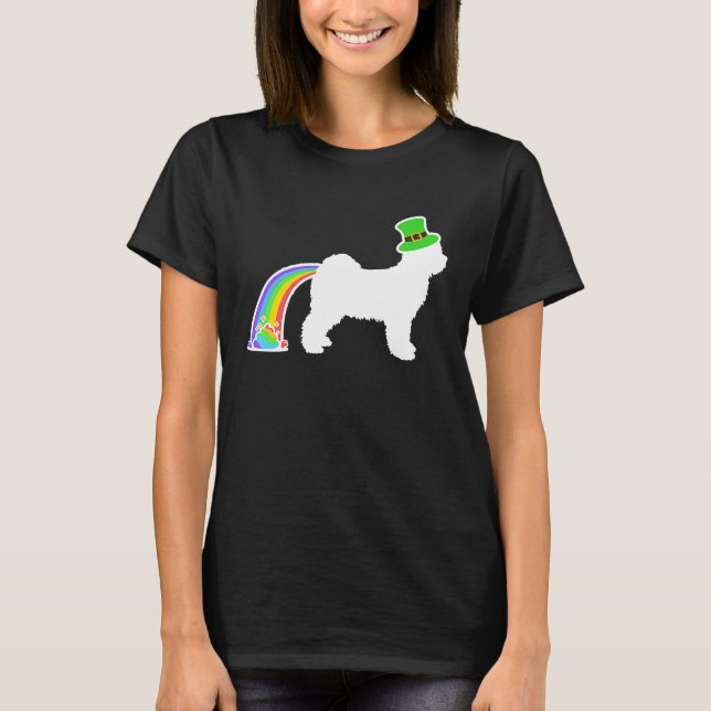 St Patrick's Day Rainbow Dog  Tibetan Terrier T-Shirt (Front)