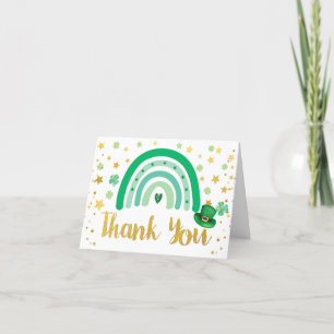 St Patrick's Day Rainbow Green & Gold Thank You Card