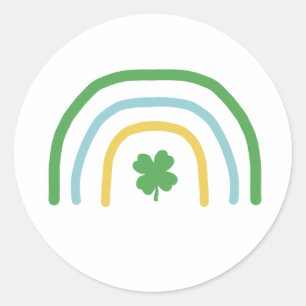 St Patricks Day Rainbow Irish Shamrock Luck Classic Round Sticker