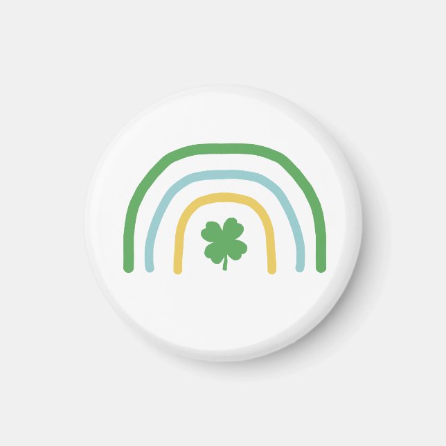 St Patricks Day Rainbow Irish Shamrock Magnet (Front)