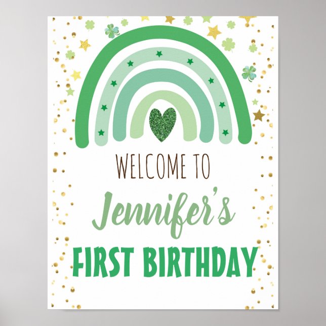 St Patrick's Day Rainbow Party Welcome Sign (Front)