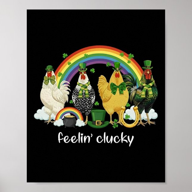 St Patricks Day Rainbow Poultry Rooster Hen Graphi Poster (Front)