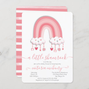 St. Patrick's Day Rainbow Shamrock Baby Shower Inv Invitation