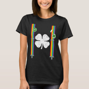 St. Patrick's Day Rainbow Suspenders Clover Boys G T-Shirt