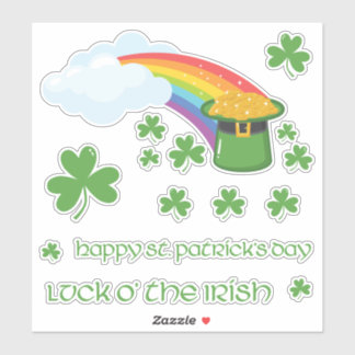 St. Patrick's Day Rainbow with Gold and Shamrocks 
