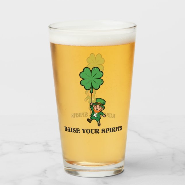 St. Patrick's Day Raise Your Spirits Glass (Front Filled)
