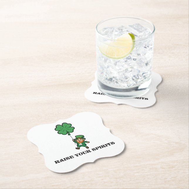 St. Patrick's Day Raise Your Spirits Paper Coaster (Insitu)