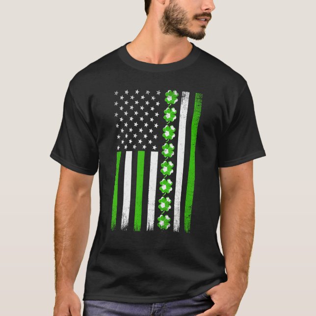 St Patricks Day Retro Irish American Flag Soccer S T-Shirt (Front)