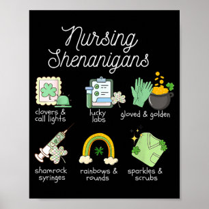 St patricks day rn nurse love shenanigans scrub to poster