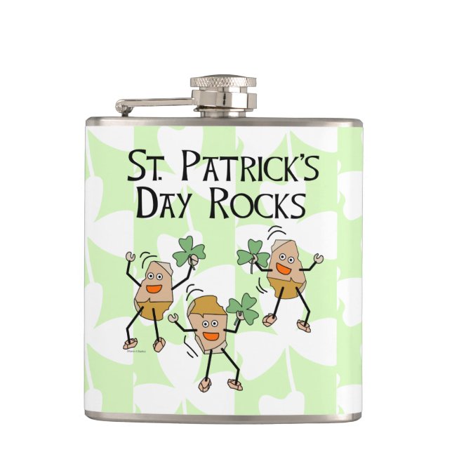 St. Patrick's Day Rocks Hip Flask (Front)
