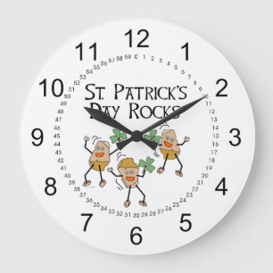 St. Patrick's Day Rocks Large Clock