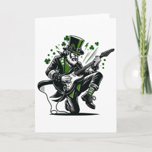 St Patricks Day Rockstar Leprechaun Guitarist Rock Card