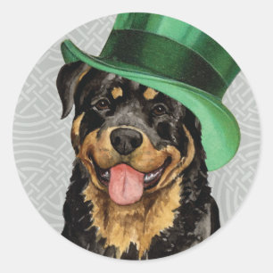 St. Patrick's Day Rottweiler Classic Round Sticker