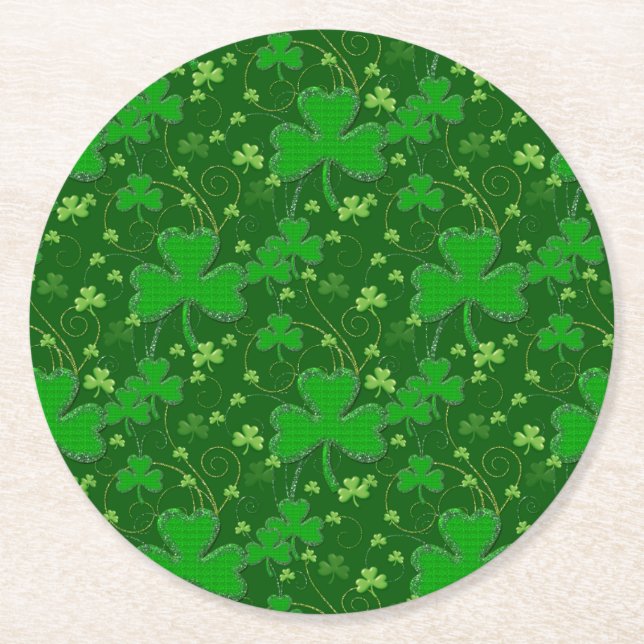 St Patrick's Day Round Paper Coaster (Front)