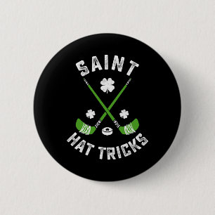 St Patricks Day Saint Hat Tricks Hockey Shamrock K 6 Cm Round Badge
