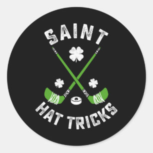 St Patricks Day Saint Hat Tricks Hockey Shamrock K Classic Round Sticker