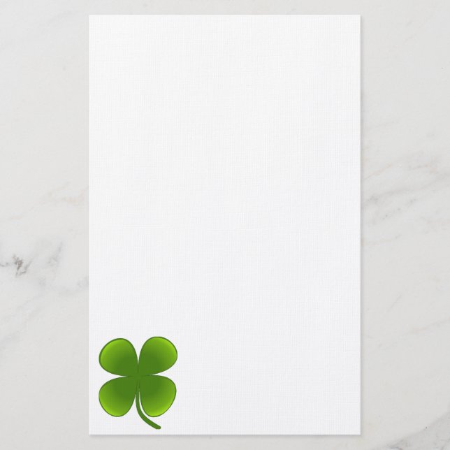 St. Patrick's Day Samrock 4 Leaf Clover Stationery (Front)