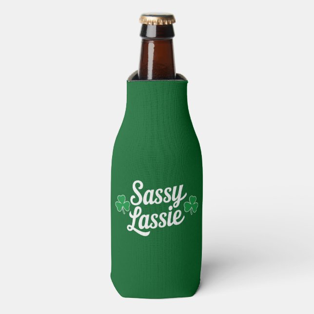 St Patricks Day Sassy Lassie Funny Irish  Bottle Cooler (Bottle Front)