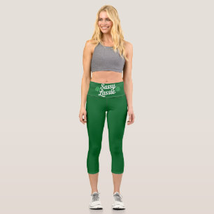 St Patricks Day Sassy Lassie Funny Irish  Capri Leggings