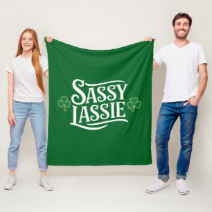 St Patricks Day Sassy Lassie Funny Irish Girl Fleece Blanket