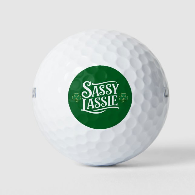St Patricks Day Sassy Lassie Funny Irish Girl  Golf Balls (Front)