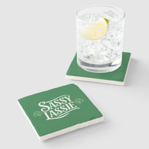 St Patricks Day Sassy Lassie Funny Irish Girl  Stone Coaster