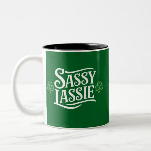 St Patricks Day Sassy Lassie Funny Irish Girl Two-Tone Coffee Mug