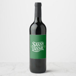 St Patricks Day Sassy Lassie Funny Irish Girl Wine Label