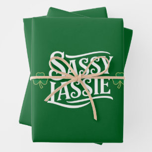 St Patricks Day Sassy Lassie Funny Irish Girl Wrapping Paper Sheet
