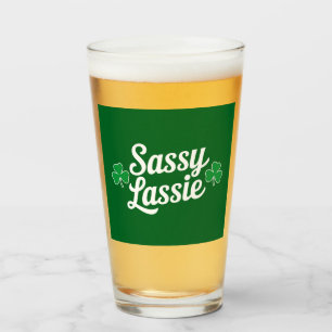 St Patricks Day Sassy Lassie Funny Irish  Glass