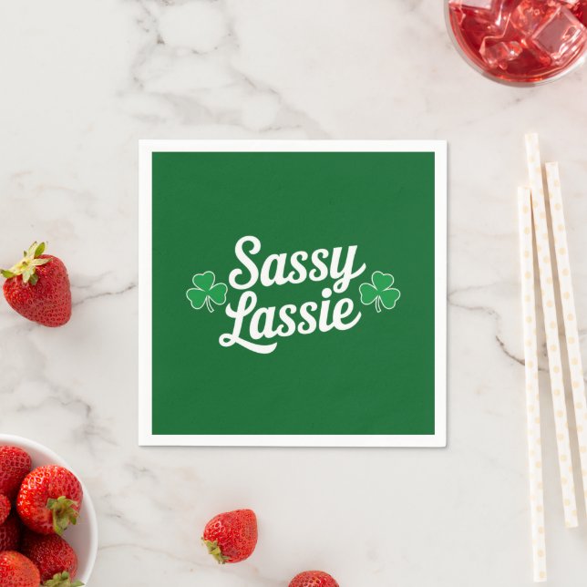 St Patricks Day Sassy Lassie Funny Irish  Napkin (Insitu)