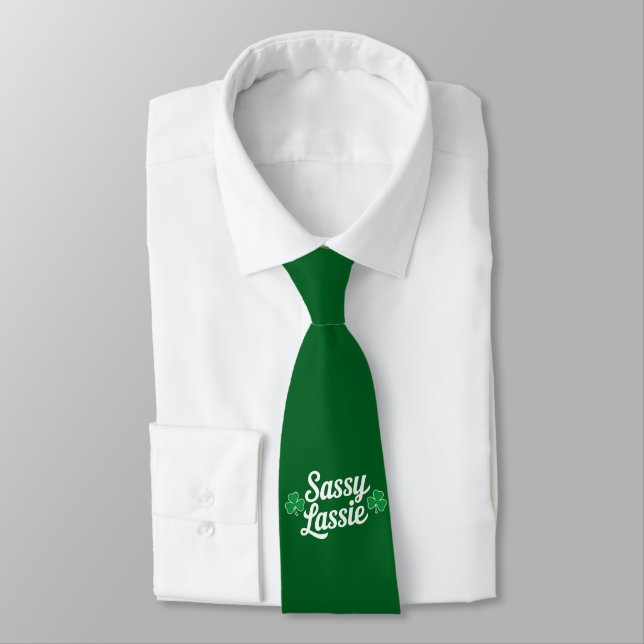 St Patricks Day Sassy Lassie Funny Irish  Tie (Tied)
