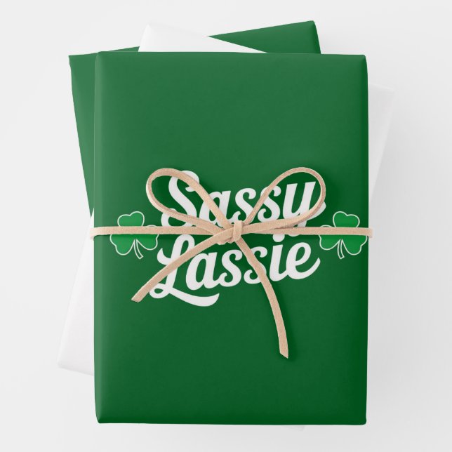 St Patricks Day Sassy Lassie Funny Irish  Wrapping Paper Sheet (In situ)