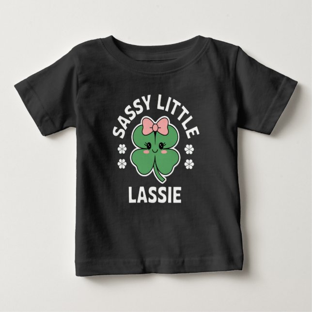 St Patricks Day Sassy Little Lassie Kids Girl Baby T-Shirt (Front)