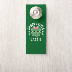 St Patricks Day Sassy Little Lassie Kids Girl Door Hanger