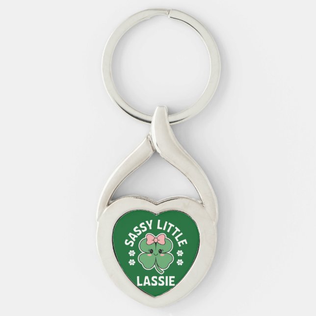 St Patricks Day Sassy Little Lassie Kids Girl Key Ring (Front)