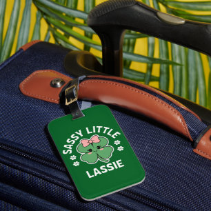 St Patricks Day Sassy Little Lassie Kids Girl Luggage Tag