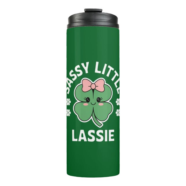 St Patricks Day Sassy Little Lassie Kids Girl Thermal Tumbler (Front)