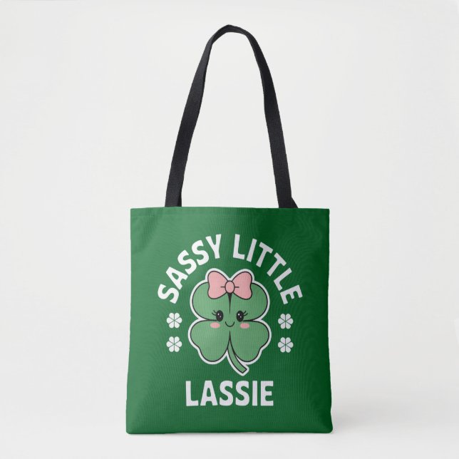 St Patricks Day Sassy Little Lassie Kids Girl Tote Bag (Front)