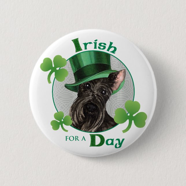 St. Patrick's Day Scottish Terrier 6 Cm Round Badge (Front)