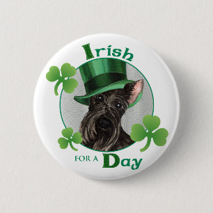 St. Patrick's Day Scottish Terrier 6 Cm Round Badge