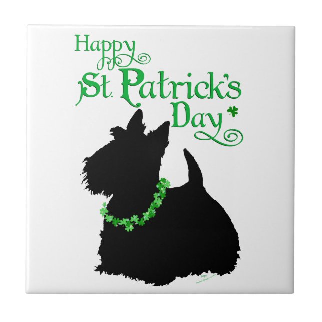 St Patrick's Day Scottish Terrier Tile (Front)