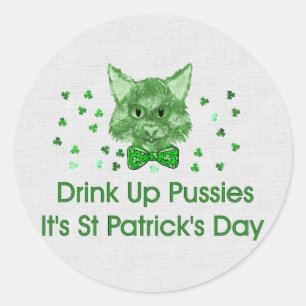 St Patrick's Day Scrapper Cat Classic Round Sticker