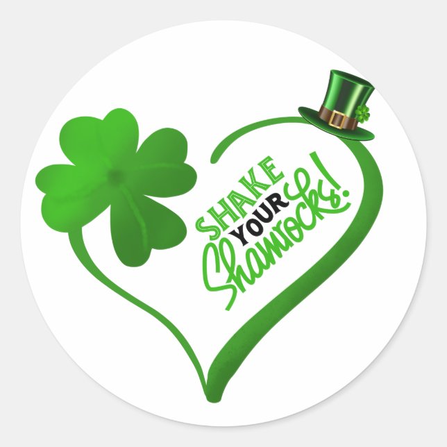 St. Patrick's Day Shake Your Shamrocks Classic Round Sticker (Front)