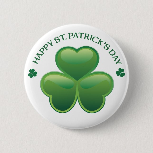 St Patricks Day Shamrock 6 Cm Round Badge (Front)